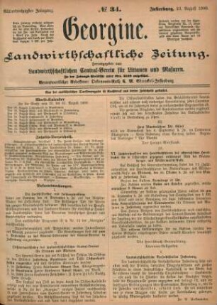 Achtundsechzigster Jahrgang. No. 34. Insterburg, 23. August 1900.