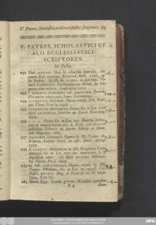 V. Patres, Scholastici Et Alii Ecclesiastici Scriptores.