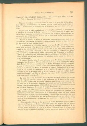 Geraldo Arosemena Garland: "El Coronel José Balta", Lima, 1945, Imprenta del Ministerio de Guerra