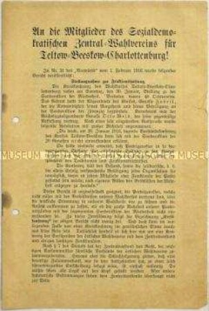 Flugschrift über Differenzen innerhalb der SPD in der Haltung zum 1. Weltkrieg