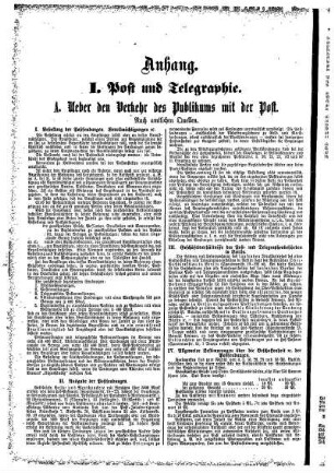 I. Post und Telegraphie