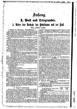 I. Post und Telegraphie