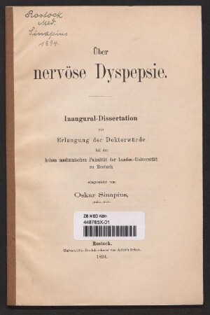 Über nervöse Dyspepsie