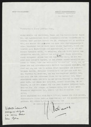 Brief von Rolf Italiaander an Margarete Hauptmann
