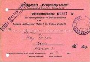 Berechtigungsausweis zum Betreiben einer Leihbücherei