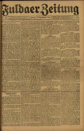 Ausgabe vom Freitag, den 10. September 1920.