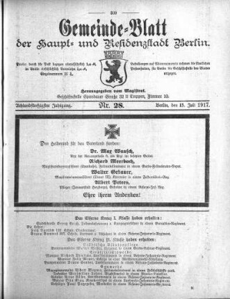1917,28: Nr. 28, 15. Juli 1917