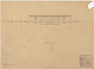 Schneider - Esleben, Paul; Hannover, Messegelände; Ausstellungspavillon und Turm für die Mannesmann AG - Messehalle (Schnitt)