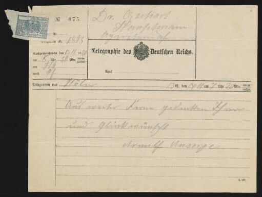Brief von Arnulf Ansorge an Gerhart Hauptmann