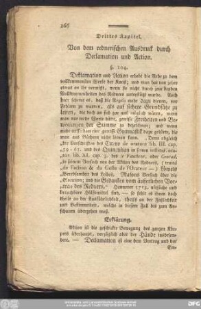 Drittes Kapitel. Von dem rednerischen Ausdruck durch Declamation und Action.