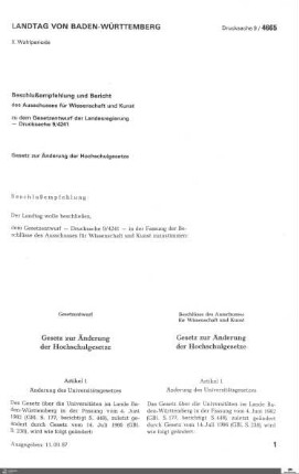 Gesetzesänderung Hochschulgesetz