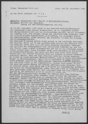 Marschalkenzimmern: Visitationsbericht mit Pfarrbericht 1946