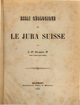Essai géologique sur le Jura Suisse