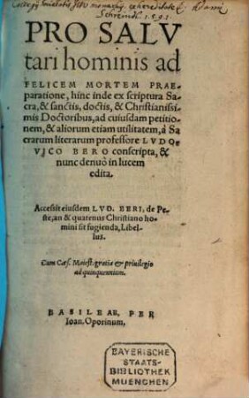 Pro Salvtari hominis ad Felicem Mortem Praeparatione