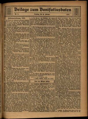 Zweite Ausgabe vom Sonntag, den 10. Februar 1929.
