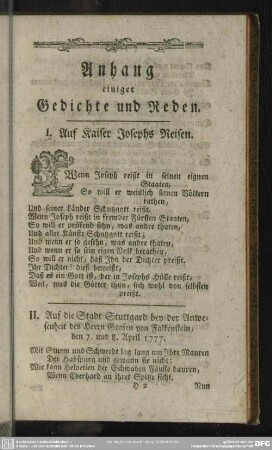 Anhang einiger Gedichte und Reden