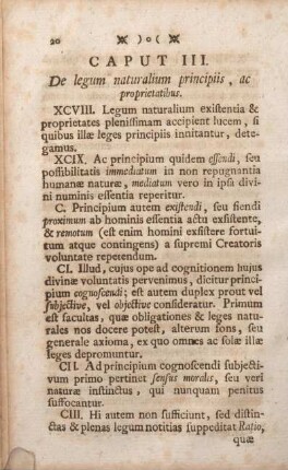 Caput III. De legum naturalium principiis, ac proprietatibus.