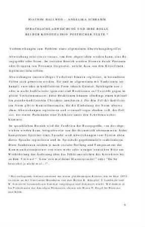 Sprachliche Abweichung und ihre Rolle bei der Konstitution poetischer Texte