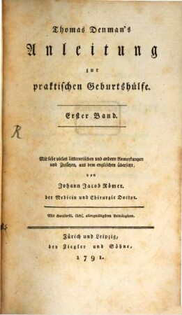 Anleitung zur praktischen Geburtshülfe. 1 (1791)