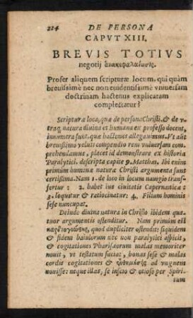 Caput XIII. Brevis Totius negotii ...