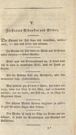 V. Zerstreute Gedanken und Bilder