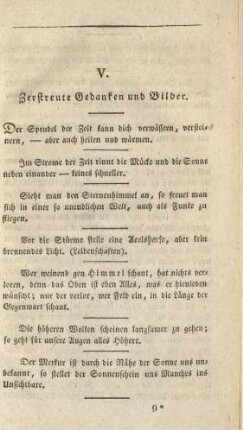 V. Zerstreute Gedanken und Bilder