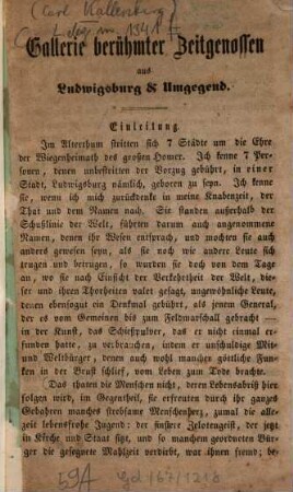 Gallerie berühmter Zeitgenossen aus Ludwigsburg & Umgegend : [Kopft.]