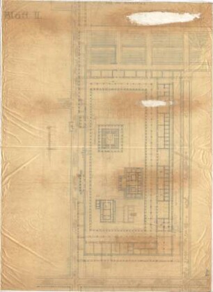 Thiersch, August ; Alexandria (Ägypten); Serapeum von Alexandria, Vorlagenblätter für Vorträge - Grundriss
