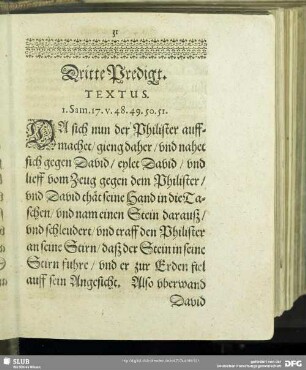 Dritte Osterpredigt 1. Sam. 17. v. 48. 49. 50. 51.
