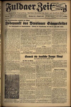 Erste Ausgabe vom Montag, den 02. August 1937.