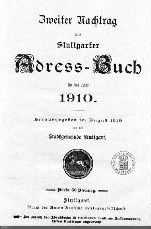 1910,2 - Nachtrag: Stuttgarter Adressbücher / Nachtrag, 1910, Bd. 2