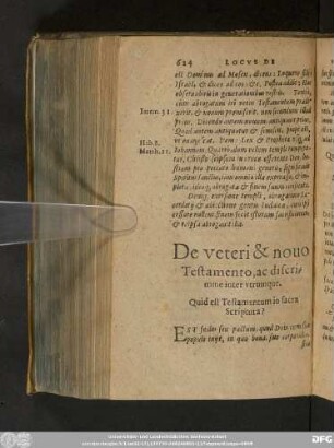 De veteri & novo Testamento, ac discrimine inter utrumque.