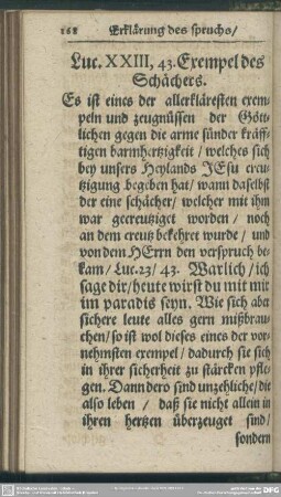 Luc. XXIII, 43. Exempel des Schächers