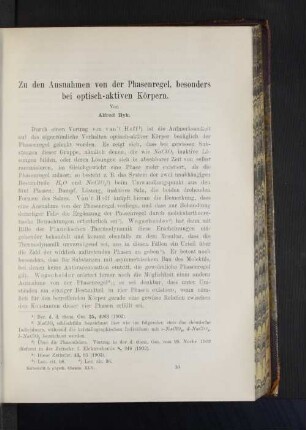 Zu den Ausnahmen von der Phasenregel, besonders bei optisch-aktiven Körpern.