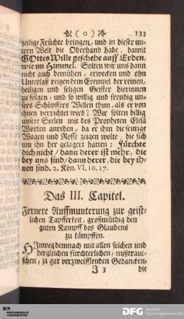 Das III. Capitel. Fernere Auffmunterung zur geistlichen Tapfferkeit...