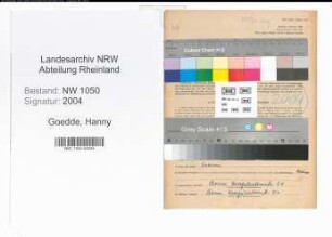 Entnazifizierung Hanny Goedde , geb. 16.07.1911 (Kontoristin)