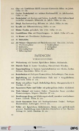 Fayencen (Nr. 327-437)
