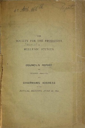 Council's report for session ... and chairman's address at the annual meeting. 1890/91 (1891)