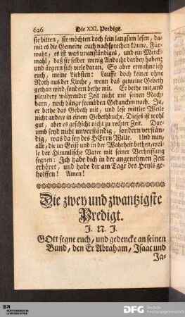 Die zwey und zwantzigste Predigt.