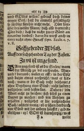 Sechzehender Absatz. Auff den sechzehenden Tag der Fasten. - Zwantzigster Absatz. Auff den zwantzigsten Tag der Fasten.