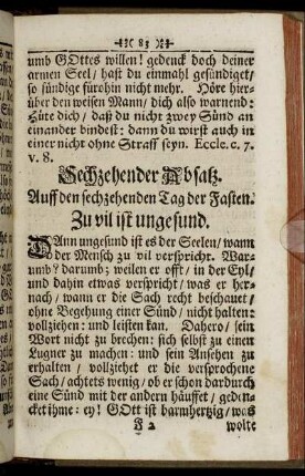 Sechzehender Absatz. Auff den sechzehenden Tag der Fasten. - Zwantzigster Absatz. Auff den zwantzigsten Tag der Fasten.