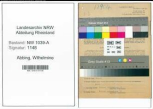 Entnazifizierung Wilhelmine Abbing , geb. 26.11.1904 (Ordensschwester)