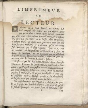 L'imprimeur au lecteur