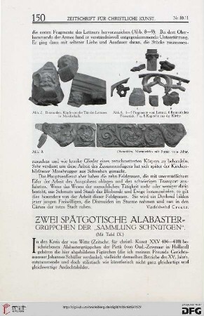 Zwei spätgotische Alabastergrüppchen der "Sammlung Schnütgen"