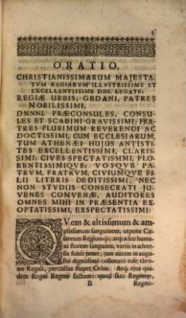 Oratio in Serenissimi ... Principis ... Johannis Casimiri, Sueciae Regis haereditarii in Poloniae regem ... illustrem electionem