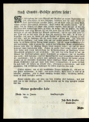 Nach Stands=Gebühr geehrter Leser!
