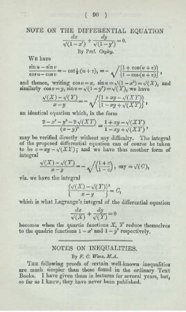 Note on the differential equation ... .