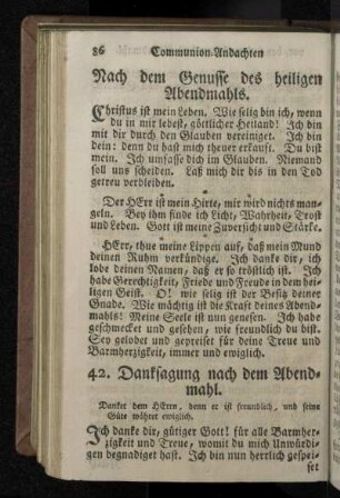 Nach dem Genusse des heiligen Abendmahls.