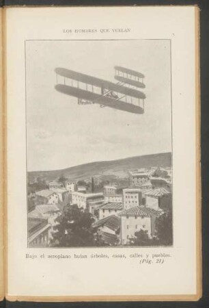 Bajo el aeroplano huían árboles, casas, calles y pueblos. - [Ilustración]