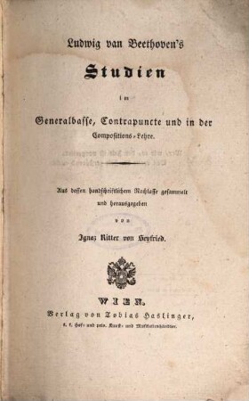 Ludwig van Beethoven's Studien im Generalbasse, Contrapuncte und in der Compositionslehre
